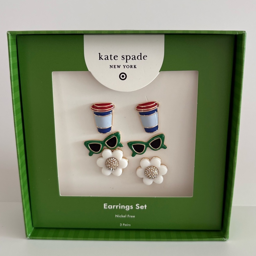 NWT Kate Spade New York x Target 3pk Stud Earrings - Picture 2 of 6